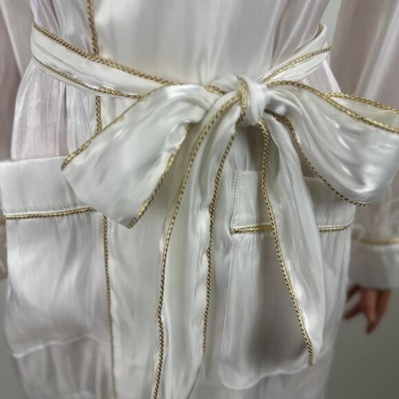La’ Ros Gold Thread Feather Accent Sleeves Sleep Bath Robe Dressing Gown Small - Picture 10 of 14